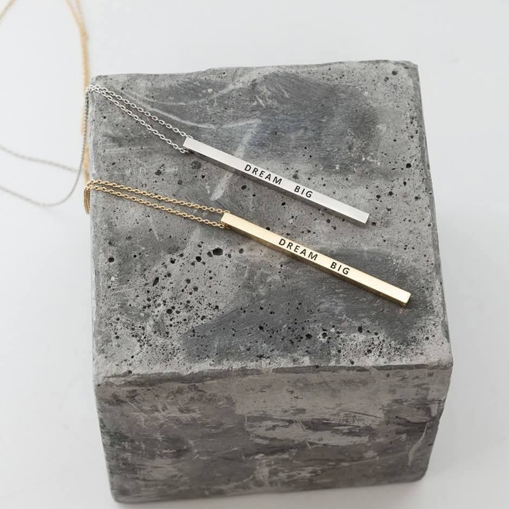 Inspiring Dream Big Gold Bar Necklace Pendant